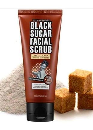 Tosowoong black sugar facial scrub 100 мл цукровий скраб для о...