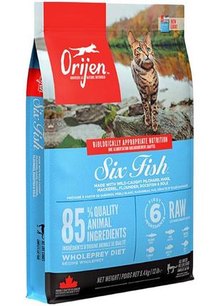 Сухий корм для дорослих котів Orijen Six Fish 5.4 кг риба (064...