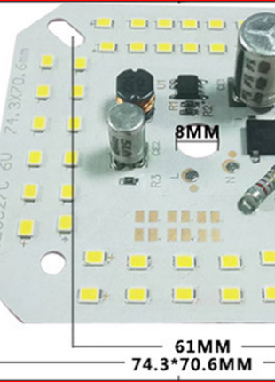 Світлодіодна LED матриця на 220в 50W ремонт світильник люстра