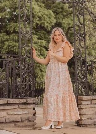 Ярусное цветочное платье сарафан миди H&M