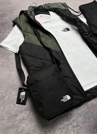 Комплект TNF 'Clip' жилетка хакі-чорна+ біла футболка та штани pr
