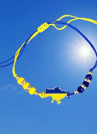 Патріотичний плетений блакитно-жовтий браслет Україна