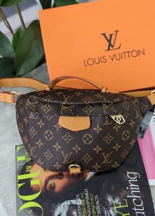 Женская бананка Луи Виттон Louis Vuitton коричневая, поясная б...