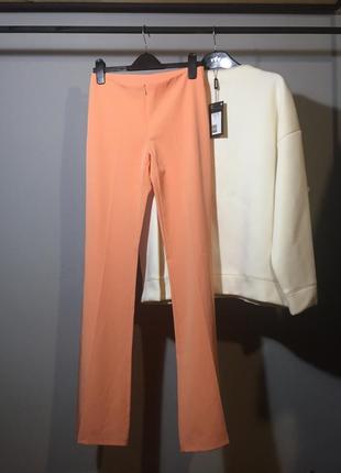 Люкс брюки 😍 цвет фламинго , тонкие с высокой посадкой клёш