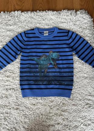Качественный красивый свитер с динозавром тирексом размер 104
