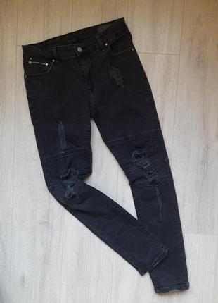 Asos джинси чорні чоловічі з прорізами