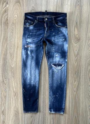 Мужские оригинальные скини стрейчевые зауженые джинсы dsquared2
