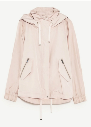 Легкая куртка ветровка zara женская розовая короткий плащ дожд...