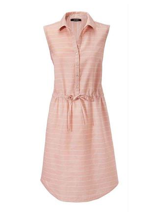 Льняное платье сарафан лён розовое в полоску летнее esmara