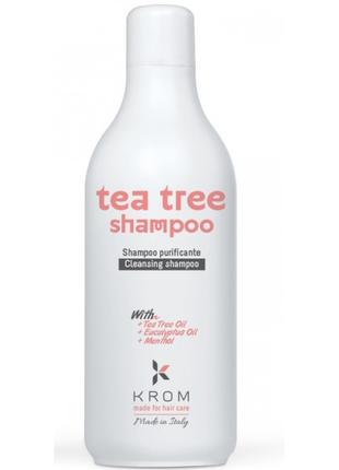 Шампунь очищающий для волос KROM TEA TREE с маслом чайного дер...