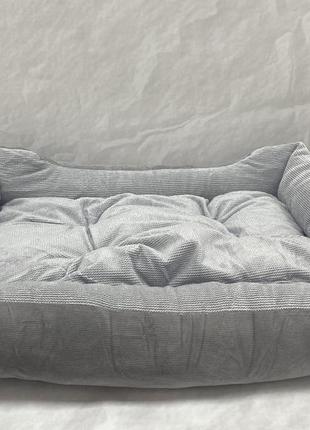 Лежанка з подушкою - м'яке ліжко для собак та котів світло-сір...