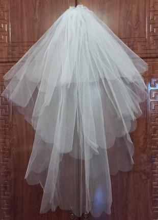 Весільна фата айворі кольору мод. "Американка-хвиля", Розпродаж
