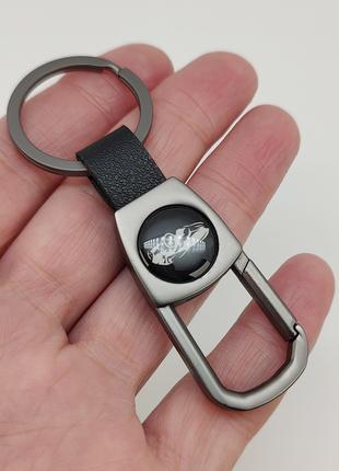Брелок для ключей с кожаной вставкой (цвет - черный) арт. 04341