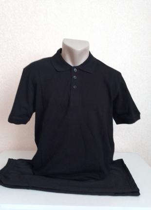 Комплект мужской черная футболка поло и шорты 50-56 размер