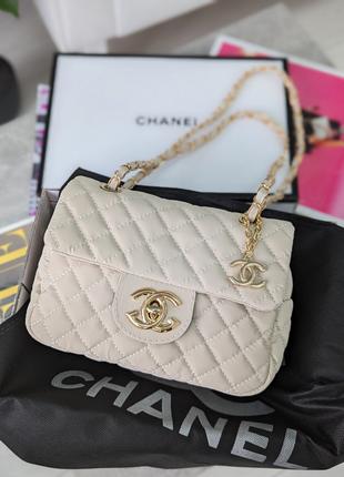 Сумка женская Chanel клатч Шанель молочный нейлон