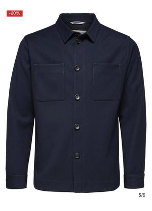 Куртка с воротником selected рубашка пиджак блейзер синяя мужс...