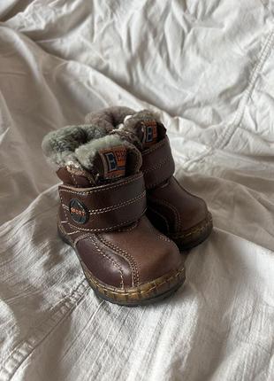 Зимние кожаные ботинки