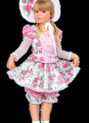 Детский карнавальный костюм КУКЛА С РОЗАМИ на рост 128 - 134см