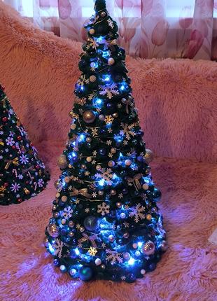 Вязаная новогодняя елка с лампочками ручной работы 55 см. 2 ва...