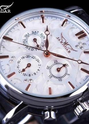 Чоловічий наручний механічний годинник jaragar оригінал білий