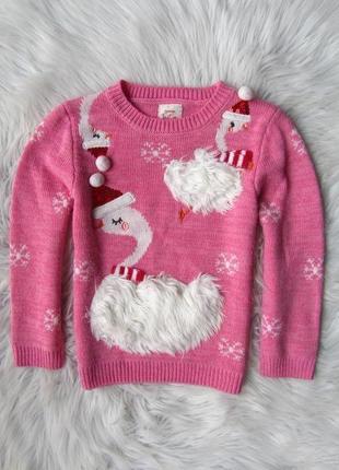 Вязаный  свитер кофта джемпер лебедь санта новогодний новый го...