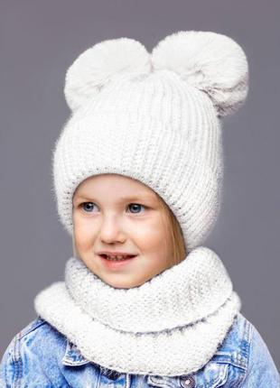 Зимний комплект для девочки 5 6 7 8 лет: теплая детская белая ...