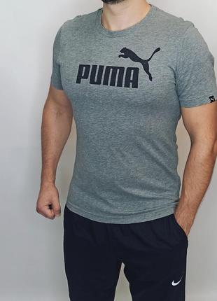 Футболка мужская серая puma + чёрная футболка в подарок ) разм...