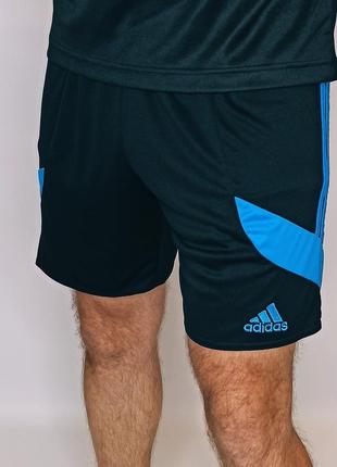 Шорты мужские чёрно-синие спортивные adidas размер - l