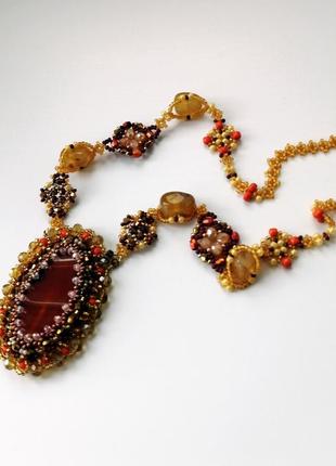 Кулон из агата и сердолика ожерелье с натуральным камнем