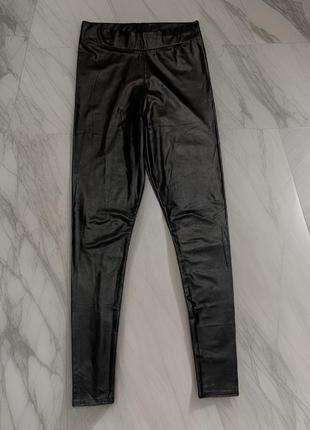 Черные кожаные лосины, леггинсы, размер xs, s, m.