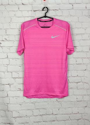 Футболка спортивная мужская розовая беговая тренировочная nike...