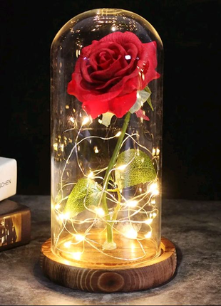 Лампа  светильник роза с галактикой, искусственные цветы
