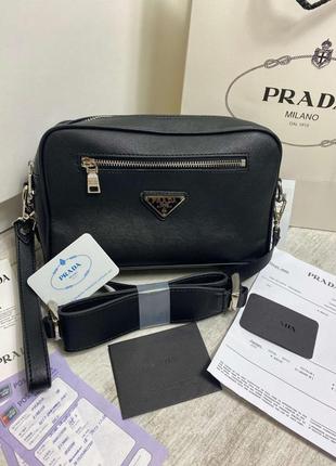 Кросс-боди сумка saffiano leather prada brique черная