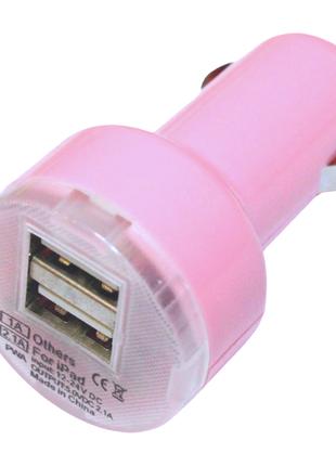 Зарядка автомобильная в прикуриватель 2 USB/2.1A/1A:Розовый