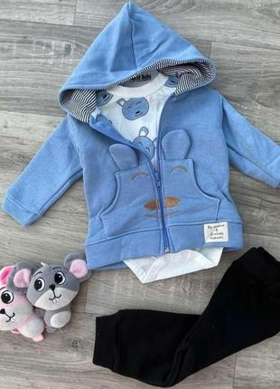 Детский костюм murat baby "bear" голубой, мальчик 9-12-24 месяцев