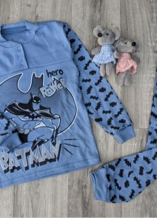 Детская пижама, интерлок, "бэтмен" мальчик, синий 6-7-8 лет