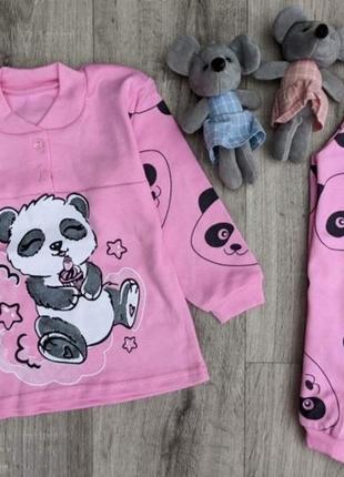 Детская пижама, интерлок,  "пандочки", розовый , девочка 2-3-4...