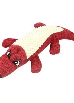 Игрушка для собак мягкая с пищалкой Крокодил Красный