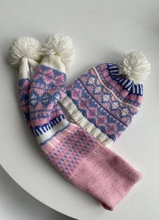 Теплый набор для девочки шапка шарф