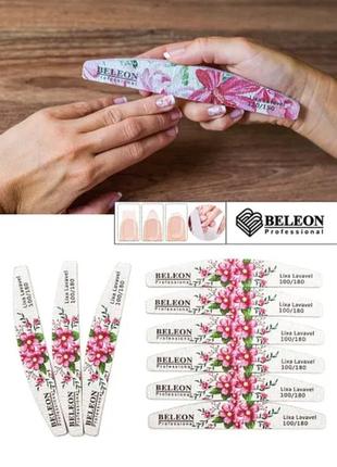 Пилка для ногтей beleon полукруг  с рисунками цветы