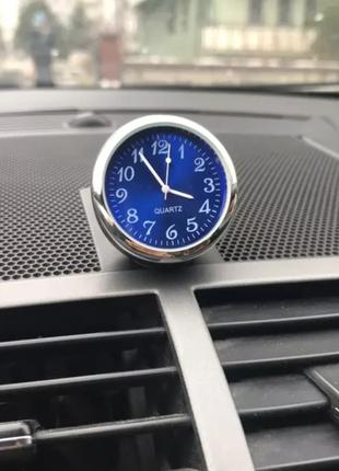 Автомобильные часы для салона авто на батарейке - синий циферблат