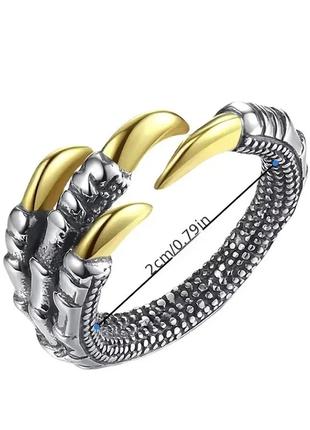Красивое кольцо в форме когтей серебряного дракона кольцо в ви...