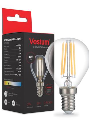Світлодіодна філаментна лампа Vestum G45 Е14 5Вт 220V 3000К 1-...