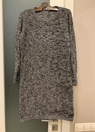 Туника с карманами, вязаное платье из хлопка q\s