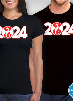 Футболки парные новогодние "2024 Год Дракона" Family Look