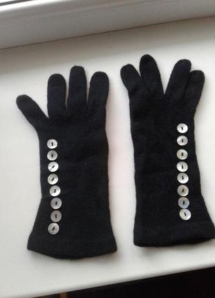 Черные вязаные перчатки с ангорой