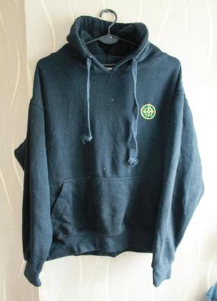 Модное черное мужское худи stone island