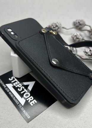 Чехол кошелек для iPhone X / Xs с ремешком на руку под кожу от...