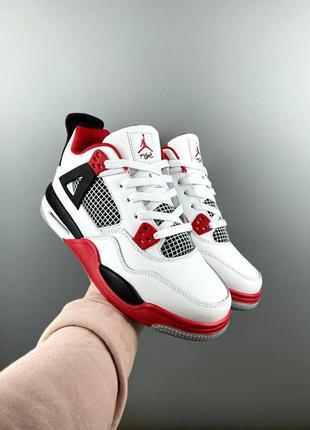 Nike air jordan 4 retro white red fur