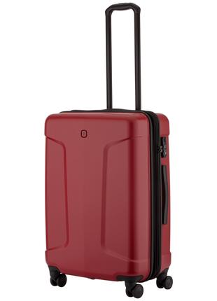 Пластиковый чемодан Wenger Legacy средний на 4 колесах красный
